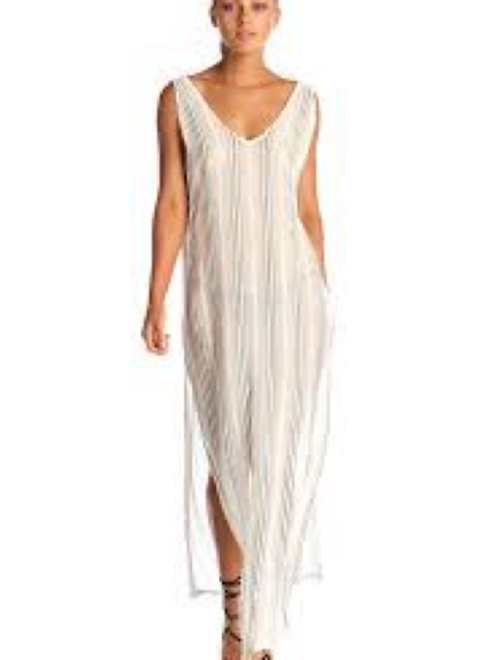 Vitamin A Cream Sleeveless Maxi Dress with V-Neck